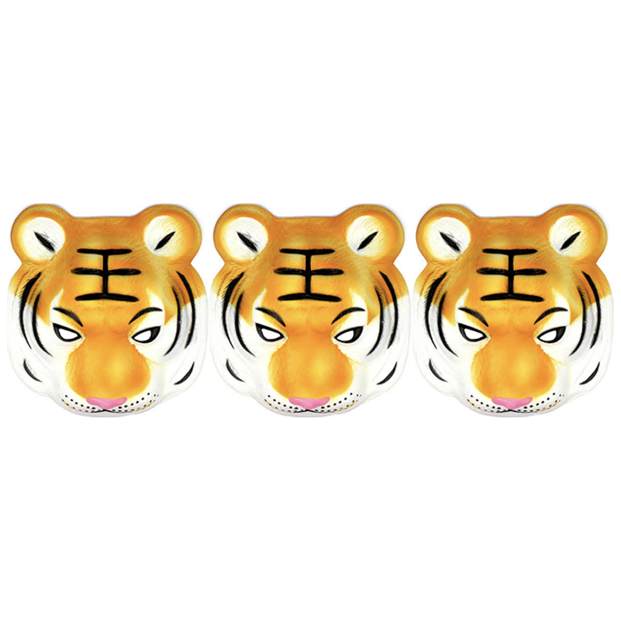 3x Tiger Face Mask Pack - Animal Head Costume/Halloween Party