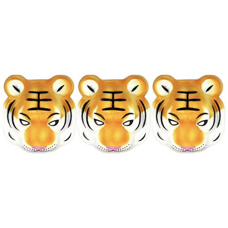 3x Tiger Face Mask Pack - Animal Head Costume/Halloween Party