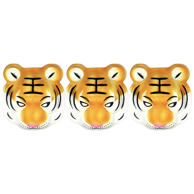 3x Tiger Face Mask Pack - Animal Head Costume/Halloween Party