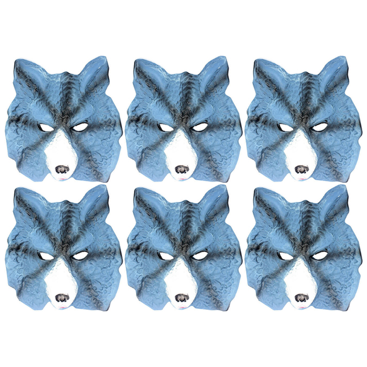6x Wolf Face Mask Bulk Pack - Animal Head Costume/Halloween Party