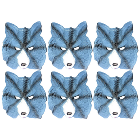 6x Wolf Face Mask Bulk Pack - Animal Head Costume/Halloween Party