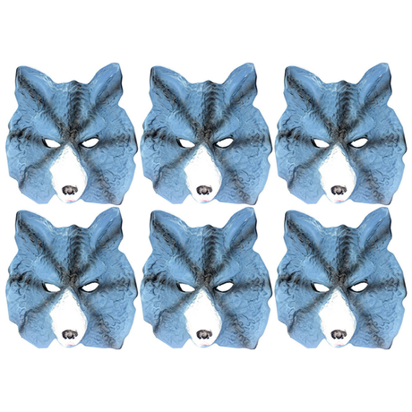 6x Wolf Face Mask Bulk Pack - Animal Head Costume/Halloween Party
