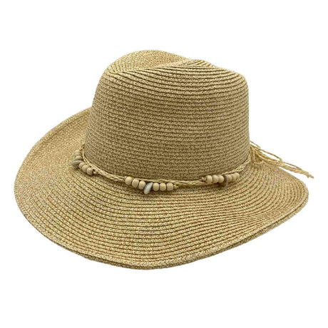 Jacaru 1760 Paper Straw Cowboy Hat - Beige (Thin Braid & One Size Vegan Friendly) - Natural