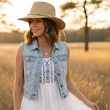 Jacaru 1760 Paper Straw Cowboy Hat - Beige (Thin Braid & One Size Vegan Friendly)