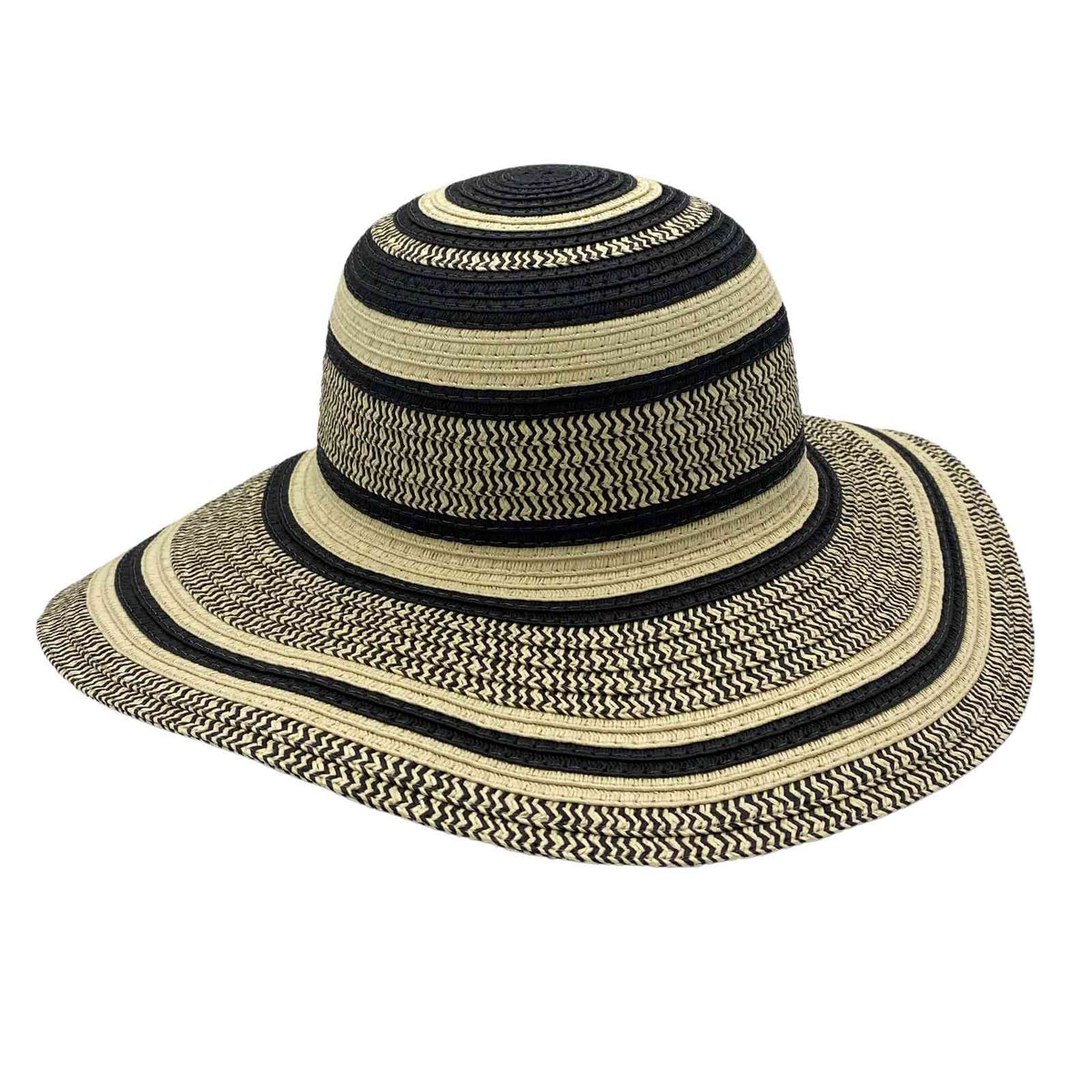 Jacaru 1761 Round Circles Paper Straw Hat - 10.5cm Wide Brim (One Size Vegan Friendly)