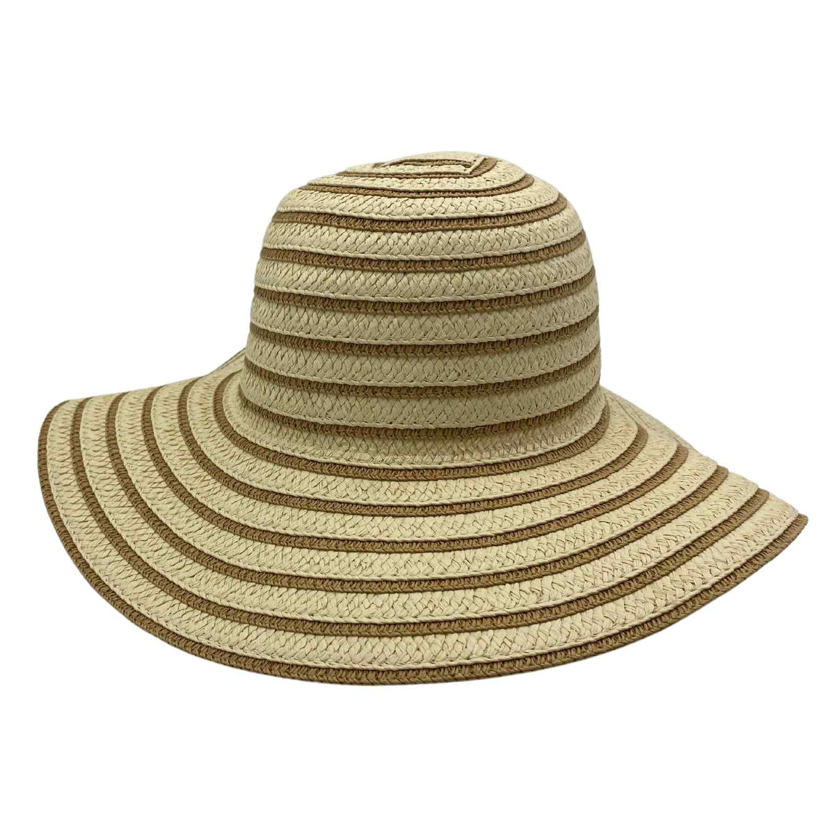 Jacaru 1762 Thin Circles Paper Straw Hat - 10cm Wide Brim (One Size Vegan Friendly)