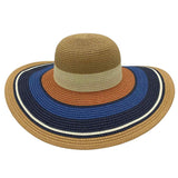 Jacaru 1764 Colour Stripes Paper Straw Hat - 12cm Wide Brim (One Size Vegan Friendly)