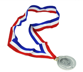 1x Silver Medal w/Ribbon - School/Sports Day Winners (2nd Place Award)
