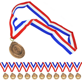 12x Bronze Medal w/Ribbon Bulk - School/Sports Day Winners (3rd Place Award)