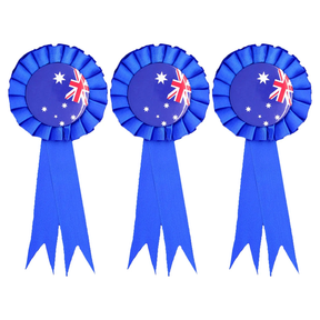 3x Australia Flag Clip-On Ribbon Badge for Tennis and Cricket (Pack)