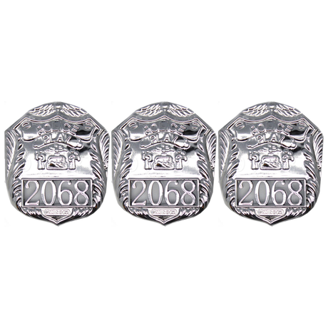3x Silver Police Badge Pack - Plastic Cop/Officer Costume Accessory (Fancy Dress)