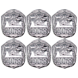 6x Silver Police Badge Bulk Pack - Plastic Cop/Officer Costume Accessory (Fancy Dress)