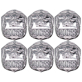 6x Silver Police Badge Bulk Pack - Plastic Cop/Officer Costume Accessory (Fancy Dress)