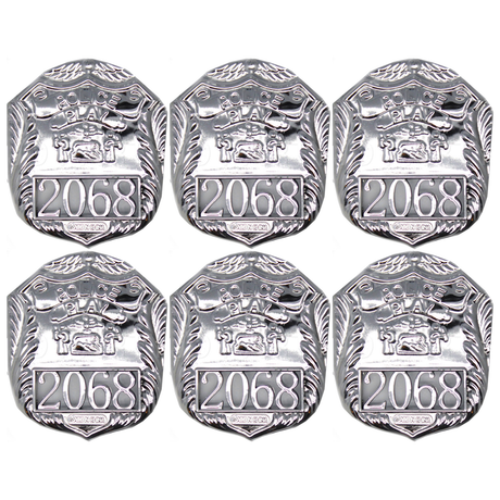 6x Silver Police Badge Bulk Pack - Plastic Cop/Officer Costume Accessory (Fancy Dress)
