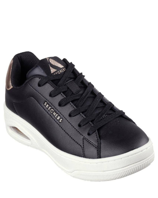 Skechers Womens Lace Up Uno Court Courted Air Sneakers Shoes in Black - US 9.5