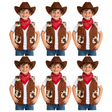 6x Boys Cowboy Vest and Bandana Party Costume Set Bulk Pack - Brown (4-6 Years Old)