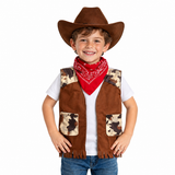 Boys Cowboy Vest and Bandana Party Costume Set - Brown (4-6 Years Old)