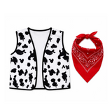 Boys Cowboy Vest and Bandana Party Costume Set - Black/White Cow Print (4-6 Years Old)