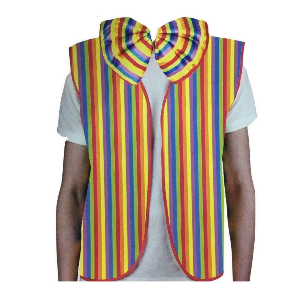 Adult Rainbow Vest & Bow Tie Set - Clown/Jester Costume (Halloween & Fancy Dress)