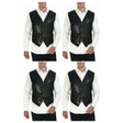4x Mens Premium Black Sequin Vest Bulk Pack - Disco Sparkle 70s Dance Costume (Fancy Dress)