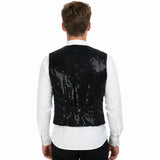 Mens Premium Black Sequin Vest - Disco Sparkle 70s Dance Costume (Fancy Dress)