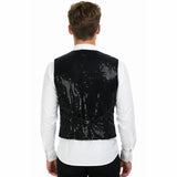 Mens Premium Black Sequin Vest - Disco Sparkle 70s Dance Costume (Fancy Dress)