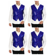 4x Mens Premium Blue Sequin Vest Bulk Pack - Disco Sparkle 70s Dance Costume (Fancy Dress)