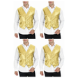 4x Mens Premium Gold Sequin Vest Bulk Pack - Disco Sparkle 70s Dance Costume (Fancy Dress)