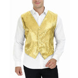 Mens Premium Gold Sequin Vest - Disco Sparkle 70s Dance Costume (Fancy Dress)