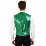 Mens Premium Green Sequin Vest - Disco Sparkle 70s Dance Costume (Fancy Dress)