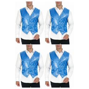 4x Mens Premium Light Blue Sequin Vest Bulk Pack - Disco Sparkle 70s Dance Costume (Fancy Dress)