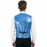 Mens Premium Light Blue Sequin Vest - Disco Sparkle 70s Dance Costume (Fancy Dress)