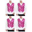 4x Mens Premium Pink Sequin Vest Bulk Pack - Disco Sparkle 70s Dance Costume (Fancy Dress)