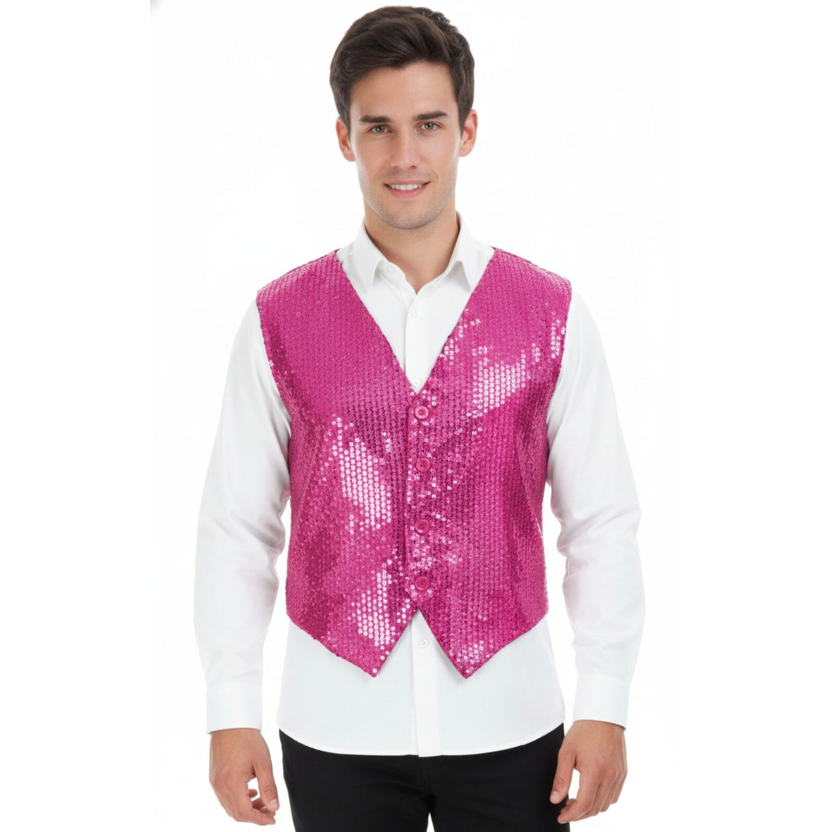 Mens Premium SEQUIN VEST Waistcoat Dance Costume Disco Sparkle Deluxe