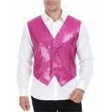 Mens Premium Pink Sequin Vest - Disco Sparkle 70s Dance Costume (Fancy Dress)