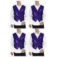 4x Mens Premium Purple Sequin Vest Bulk Pack - Disco Sparkle 70s Dance Costume (Fancy Dress)