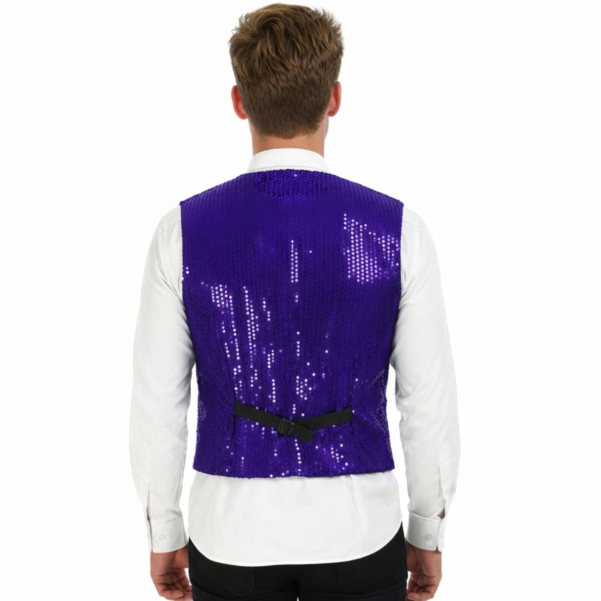 Mens Premium Purple Sequin Vest - Disco Sparkle 70s Dance Costume (Fancy Dress)