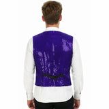 Mens Premium Purple Sequin Vest - Disco Sparkle 70s Dance Costume (Fancy Dress)
