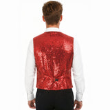 Mens Premium Red Sequin Vest - Disco Sparkle 70s Dance Costume (Fancy Dress)
