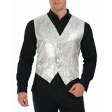 Mens Premium Silver Sequin Vest - Disco Sparkle 70s Dance Costume (Fancy Dress)