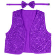 Adult Unisex SEQUIN BOW TIE & VEST Dance Costume Party Sparkle Set in Purple