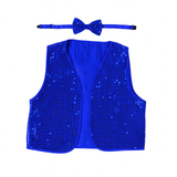Adult Unisex SEQUIN BOW TIE & VEST Dance Costume Party Sparkle Set in Blue
