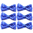 6x Blue Glitter Sequin Small Bow Tie Bulk Pack - Shiny Fancy Dress Costume Party