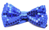 Blue Glitter Sequin Small Bow Tie - Shiny Fancy Dress Costume Party