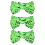 3x Green Glitter Sequin Small Bow Tie Bulk Pack - Shiny Fancy Dress Costume Party