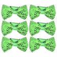 6x Green Glitter Sequin Small Bow Tie Bulk Pack - Shiny Fancy Dress Costume Party