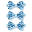 3x Light Blue Glitter Sequin Small Bow Tie Bulk Pack - Shiny Fancy Dress Costume Party