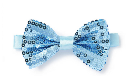 3x Light Blue Glitter Sequin Small Bow Tie Bulk Pack - Shiny Fancy Dress Costume Party