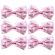 6x Light Pink Glitter Sequin Small Bow Tie Bulk Pack - Shiny Fancy Dress Costume Party