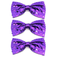 3x Purple Glitter Sequin Small Bow Tie Bulk Pack - Shiny Fancy Dress Costume Party